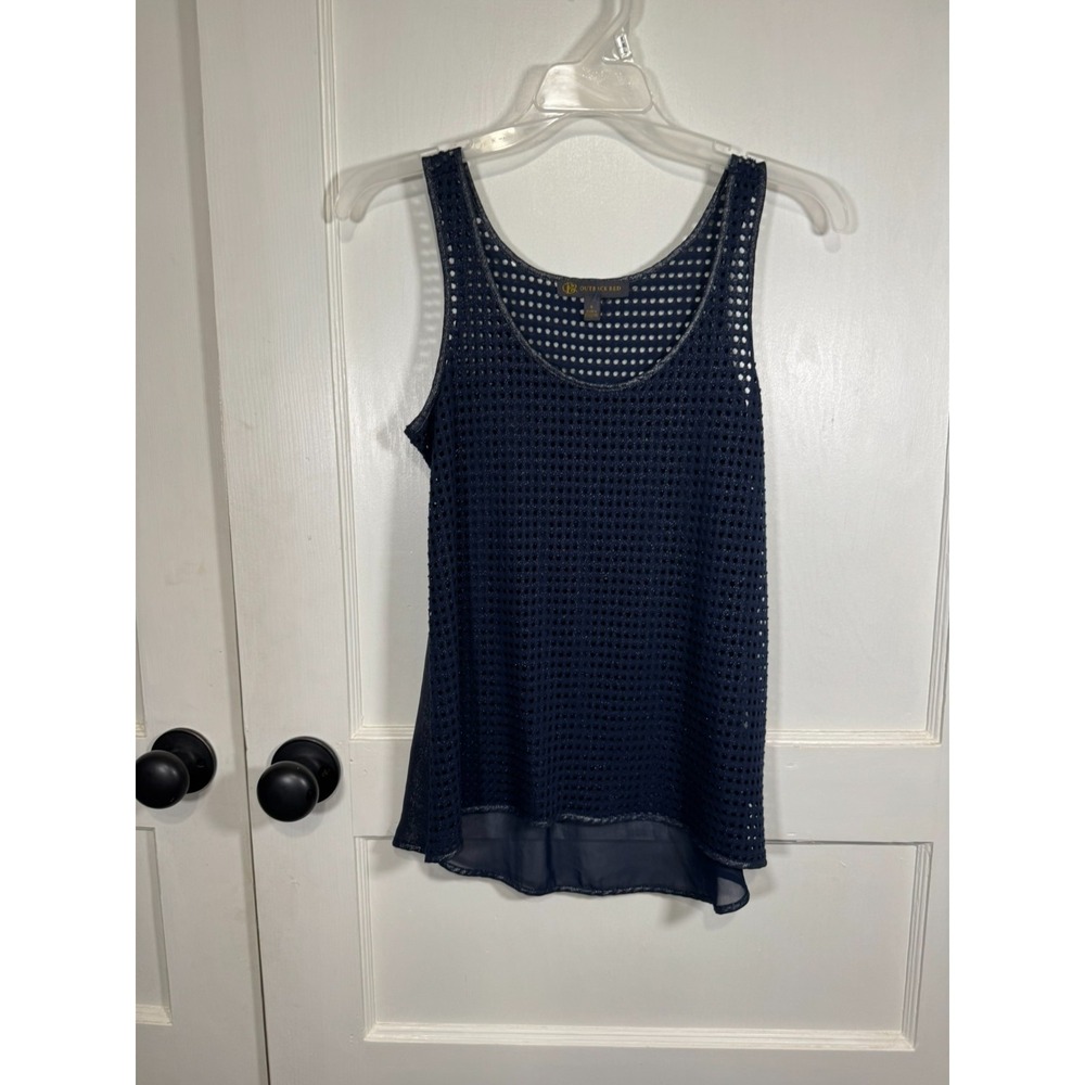 RETRO Outback Red Iridescent Navy Mesh Tank, Sheer Back, Size Small Y2K Festival